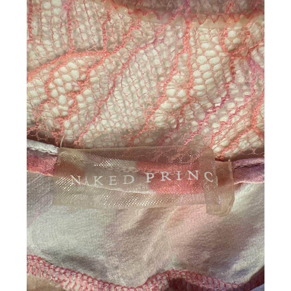 Naked Princess Women’s Silk Ella Romper Lingerie Pink Petal Print Silk Lace READ - Picture 6 of 11